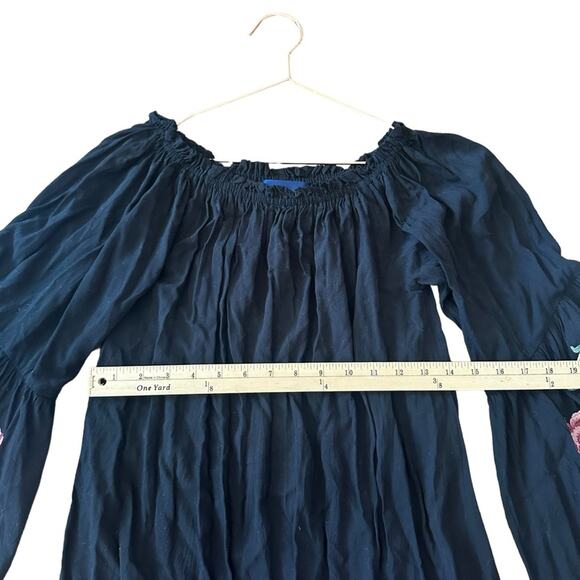 Blue Rain Off Shoulder Floral Embroidery Dress - Medium - Picture 6 of 7